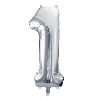 1 Balloon XL - Zahl 1 - Silber