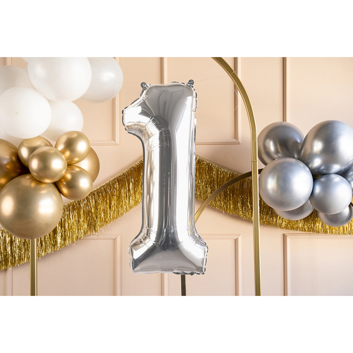1 Balloon XL - Zahl 1 - Silber