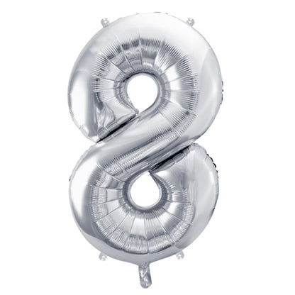 1 Balloon XL - Zahl 8 - Silber