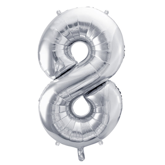 1 Balloon XL - Zahl 8 - Silber