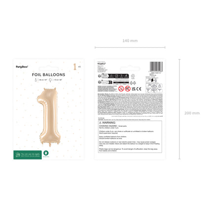 1 Balloon XL - Zahl 1 - Beige