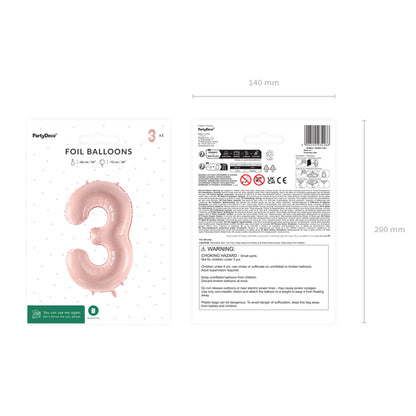 1 Balloon XL - Zahl 3 - Rosa