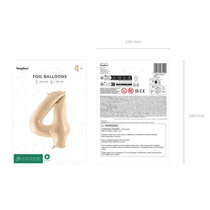 1 Balloon XL - Zahl 4 - Beige