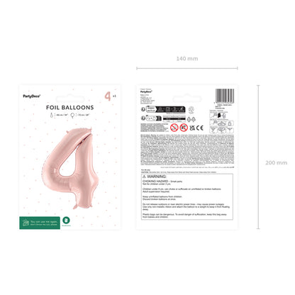 1 Balloon XL - Zahl 4 - Rosa