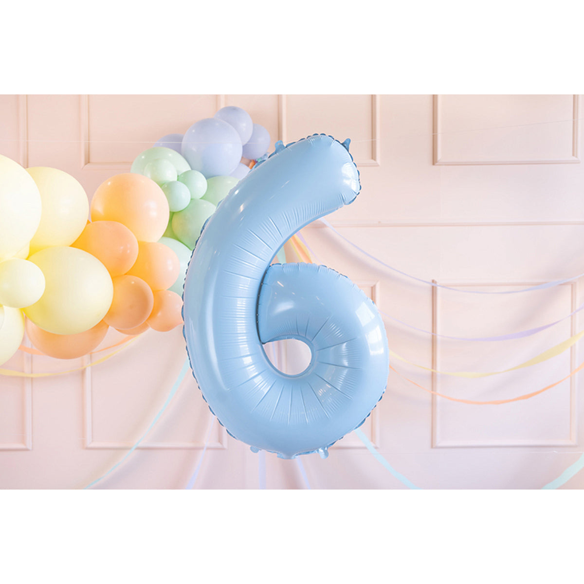 1 Balloon XL - Zahl 6 - Hellblau