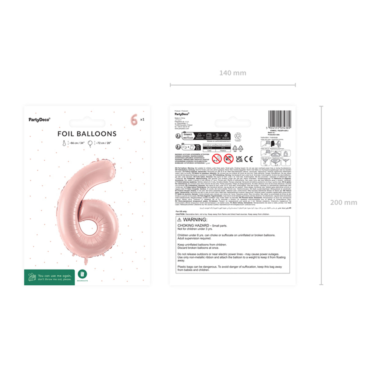 1 Balloon XL - Zahl 6 - Rosa