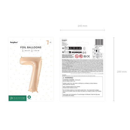 1 Balloon XL - Zahl 7 - Beige