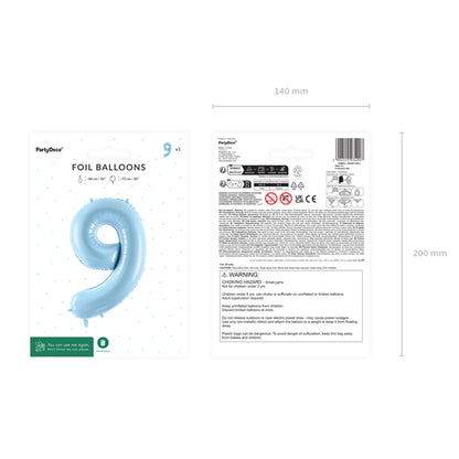 1 Balloon XL - Zahl 9 - Hellblau
