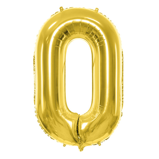 1 Balloon XL - Zahl 0 - Gold