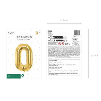 1 Balloon XL - Zahl 0 - Gold