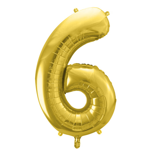 1 Balloon XL - Zahl 6 - Gold