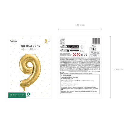 1 Balloon XL - Zahl 9 - Gold