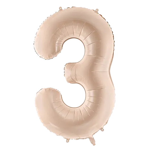 1 Balloon XL - Zahl 3 - Dunkelbeige