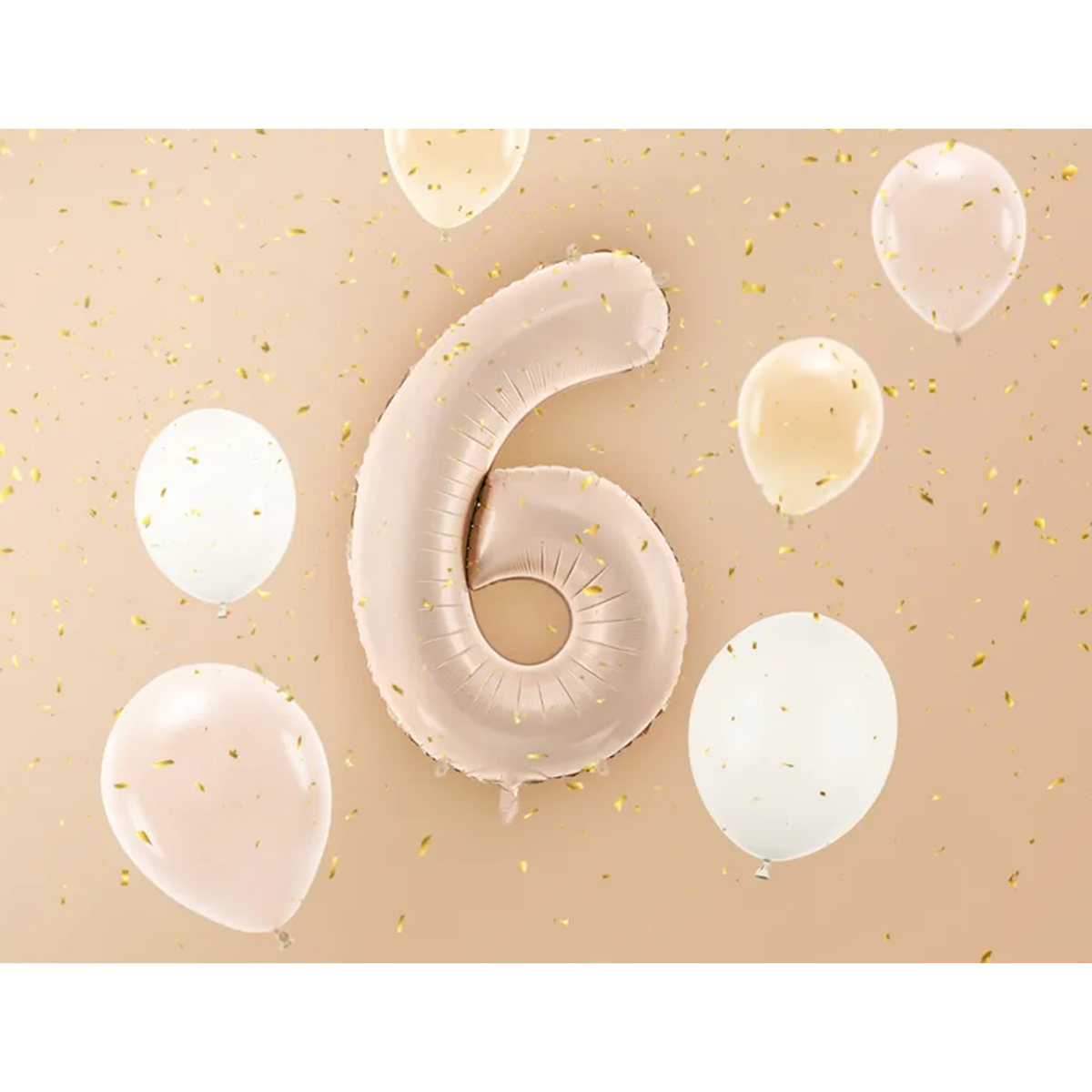 1 Balloon XL - Zahl 6 - Dunkelbeige