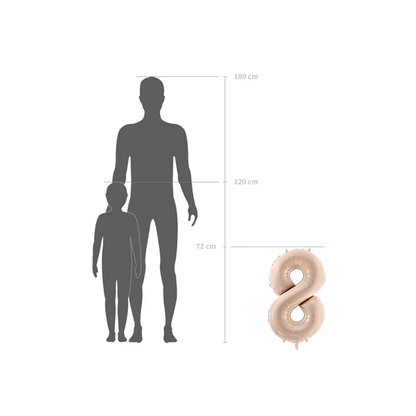 1 Balloon XL - Zahl 8 - Dunkelbeige
