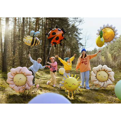 1 Laufender Ballon XXL - Blume - Hellbeige