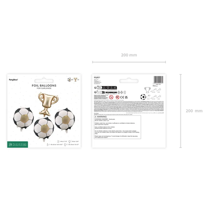 4 Folienballons für Girlanden - Fußball und Pokal