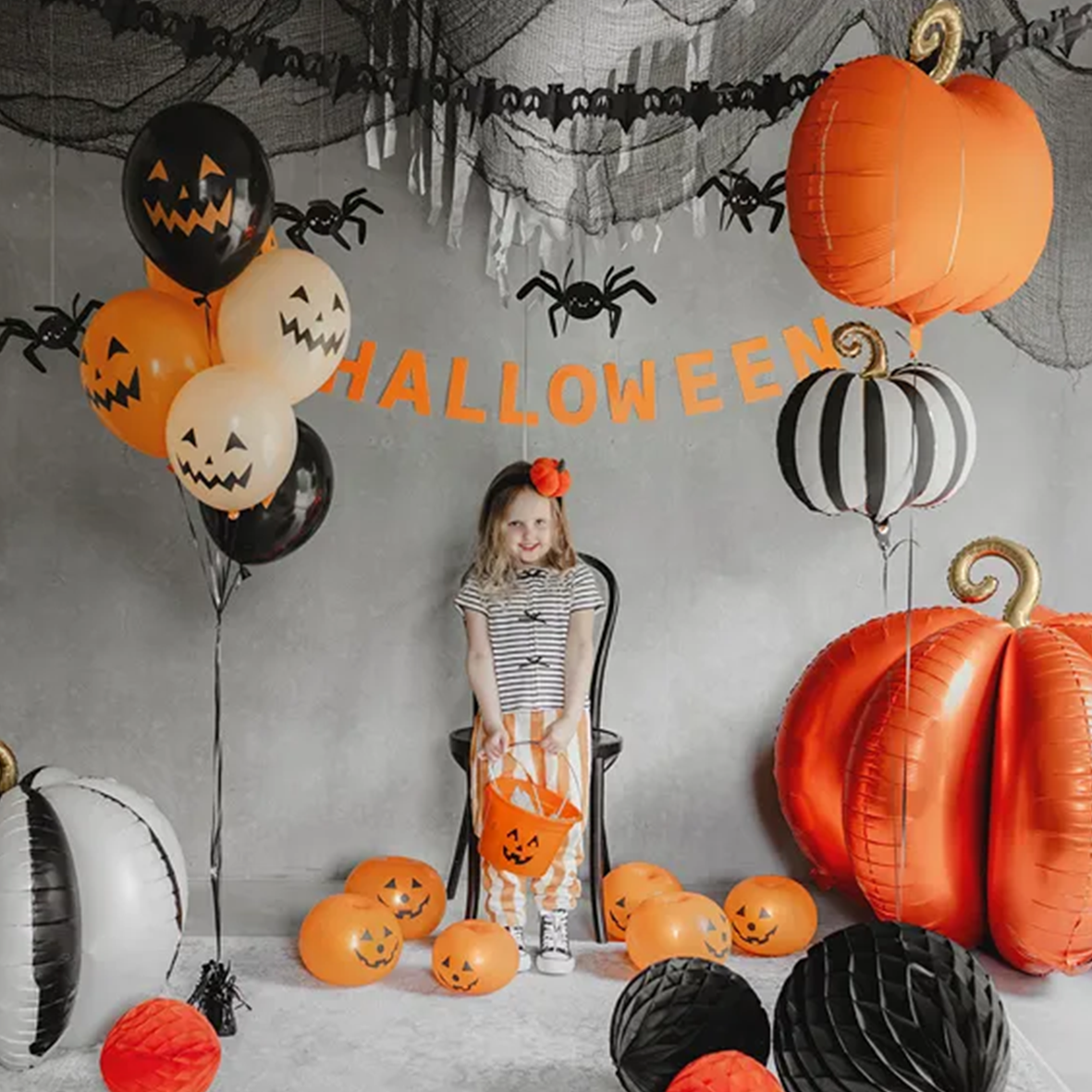 1 Ballon - Striped Pumpkin