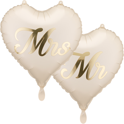 2 Ballons - MR und MRS - Creme