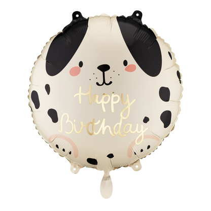 1 Ballon - Happy Birthday Puppy - Creme