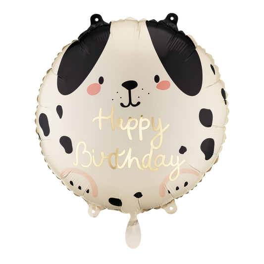 1 Ballon - Happy Birthday Puppy - Creme