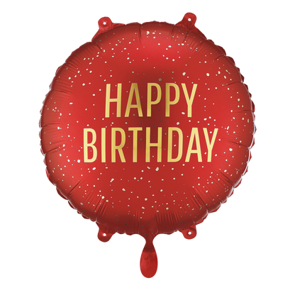 1 Ballon - Happy Birthday - Dunkelrot
