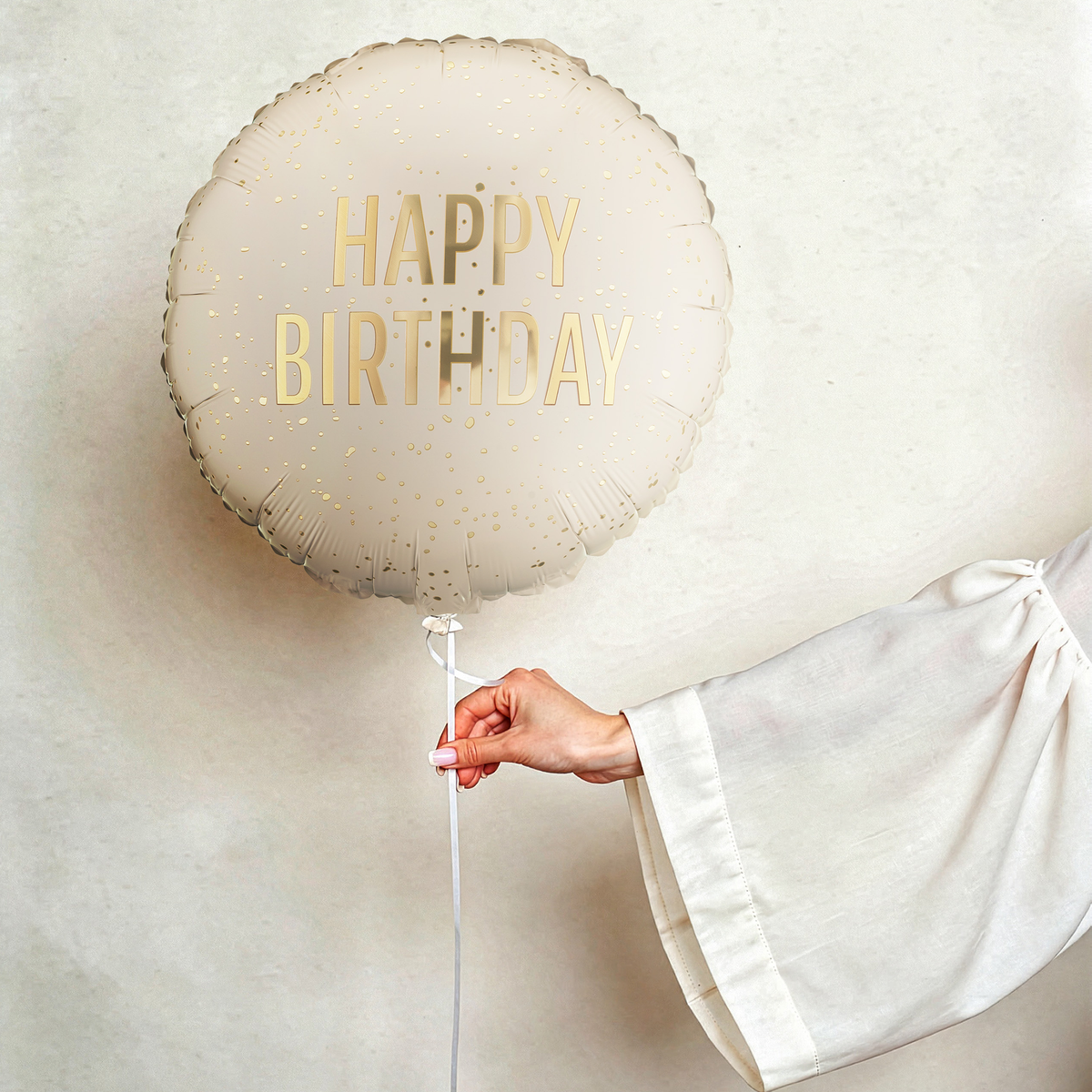 1 Ballon - Happy Birthday Creme