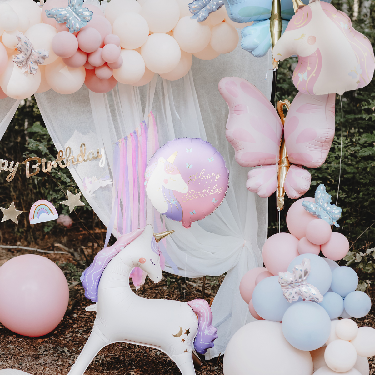 1 Ballon - Happy Birthday - Unicorn