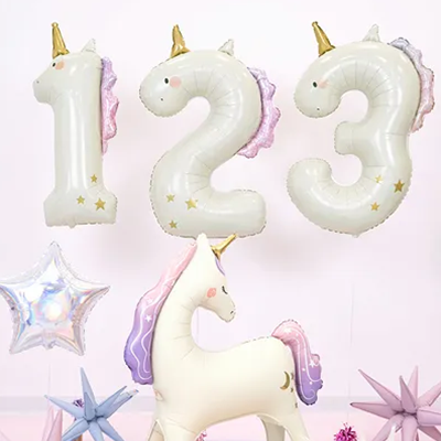 1 Ballon XXL - Zahl 2 - Unicorn