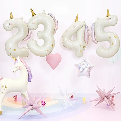 1 Ballon XXL - Zahl 2 - Unicorn