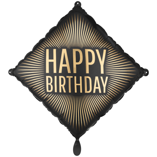 1 Ballon - Schwarz - Gold Happy Birthday
