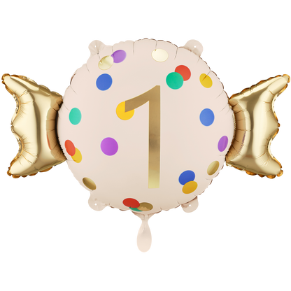 1 Ballon - Zahl 1 - Bonbon