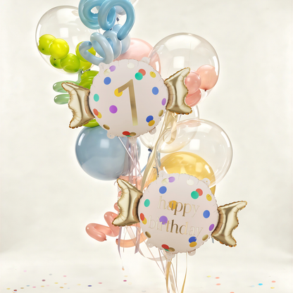 1 Ballon - Zahl 1 - Bonbon