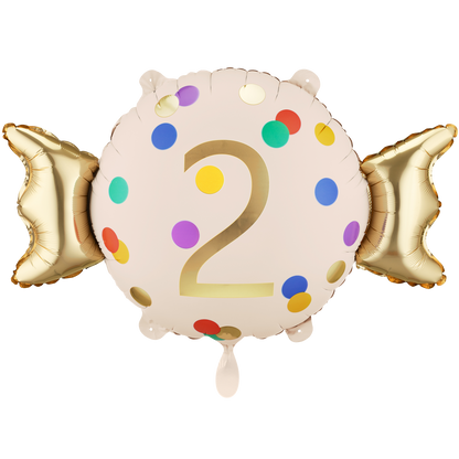 1 Ballon - Zahl 2 - Bonbon