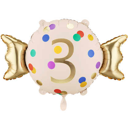 1 Ballon - Zahl 3 - Bonbon