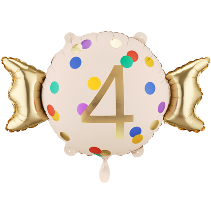 1 Ballon - Zahl 4 - Bonbon