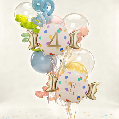 1 Ballon - Zahl 4 - Bonbon