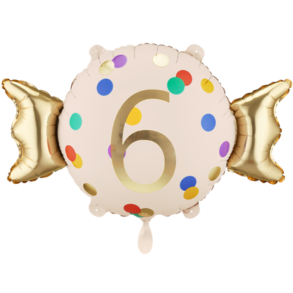 1 Ballon - Zahl 6 - Bonbon