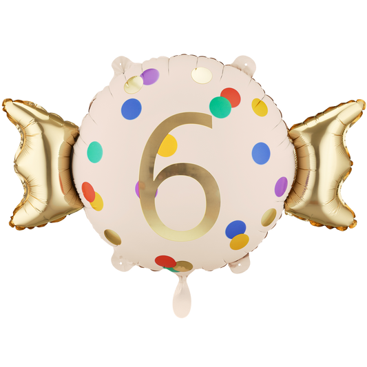 1 Ballon - Zahl 6 - Bonbon