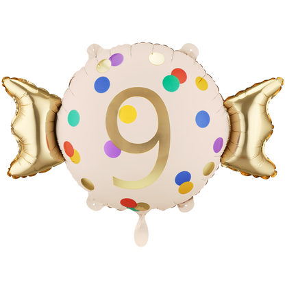 1 Ballon - Zahl 9 - Bonbon