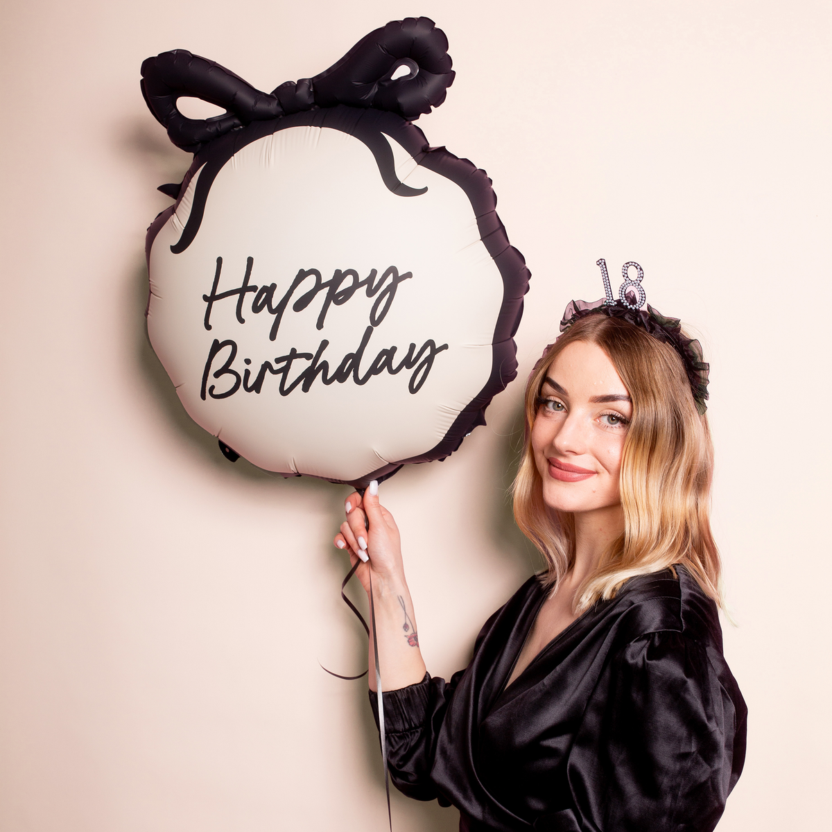 1 Ballon - Birthday Schleife - Happy Birthday