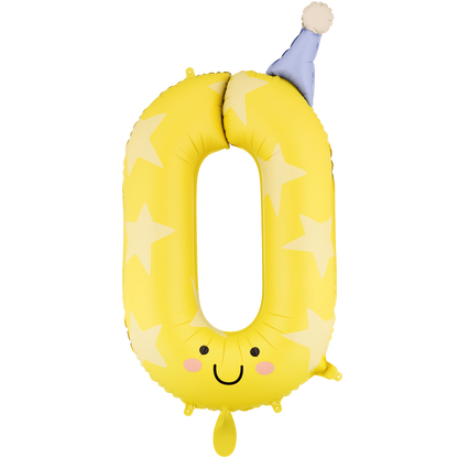 1 Ballon XXL - Zahl 0 - Gelb