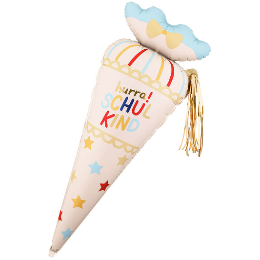 1 Ballon XXL - Schultüte Hurra Schulkind