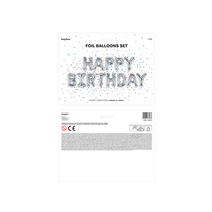 1 Ballon - Schriftzug - Happy Birthday - Silber
