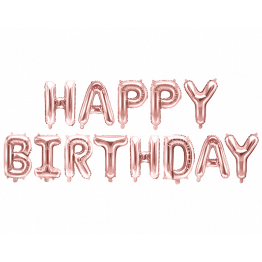 1 Ballon - Schriftzug - Happy Birthday - RoseGold