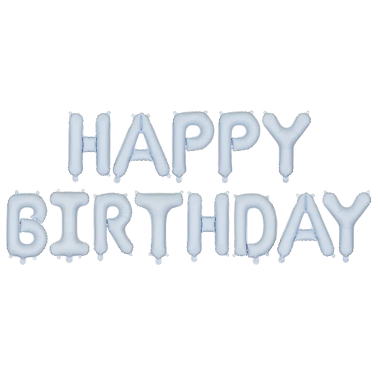 1 Ballon - Schriftzug - Happy Birthday - Hellblau