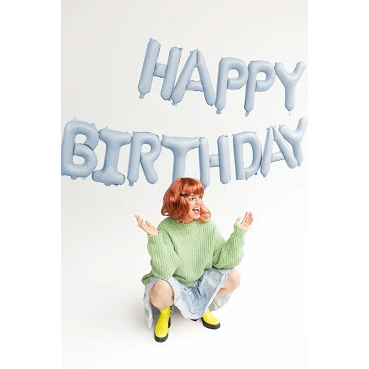1 Ballon - Schriftzug - Happy Birthday - Hellblau