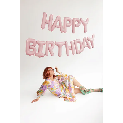1 Ballon - Schriftzug - Happy Birthday - Rosa