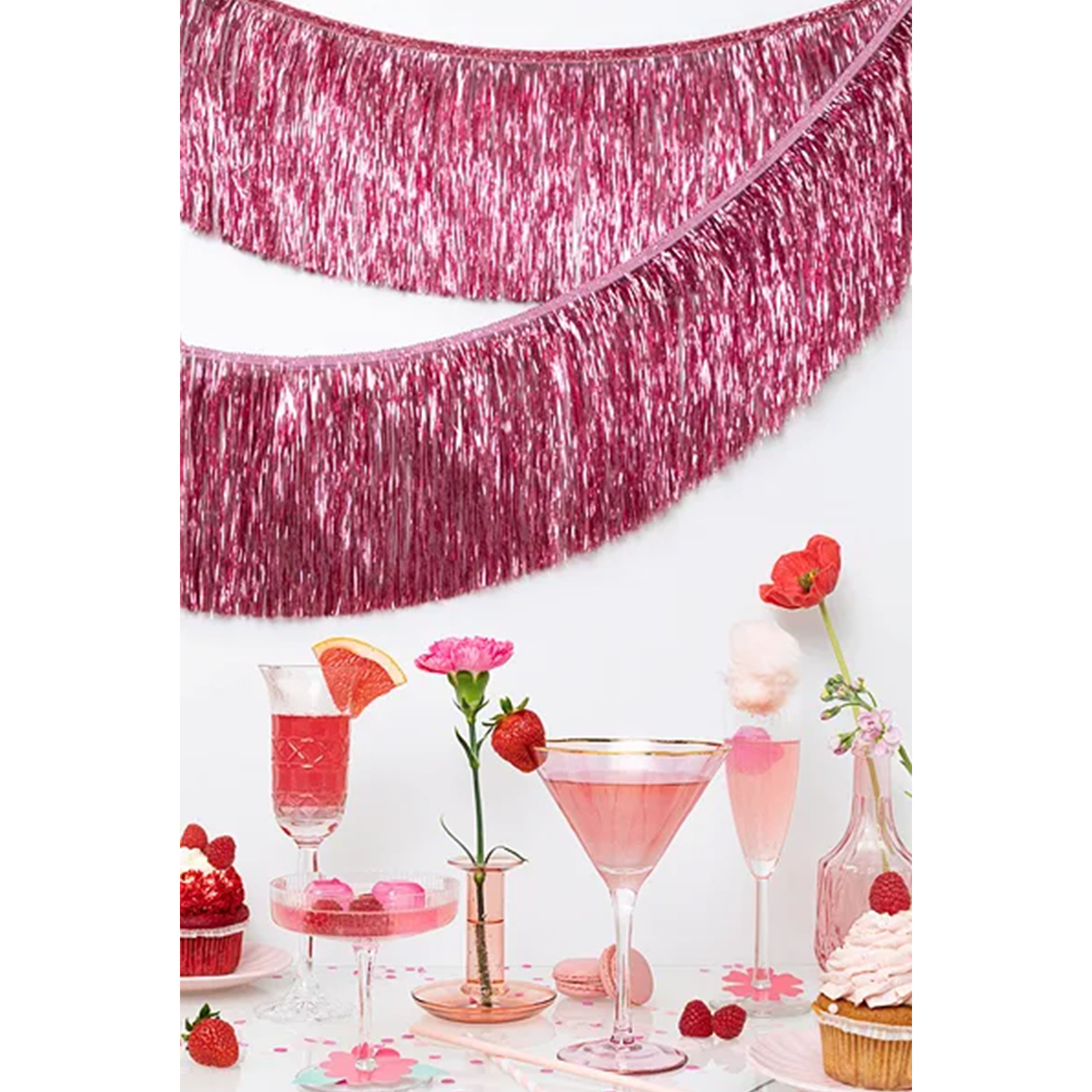 1 Girlande - Fringe Girlande - Rosa