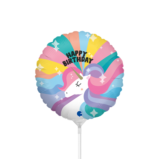 10 Miniballoons Airfilled - Birthday Unicorn (Unverpackt)